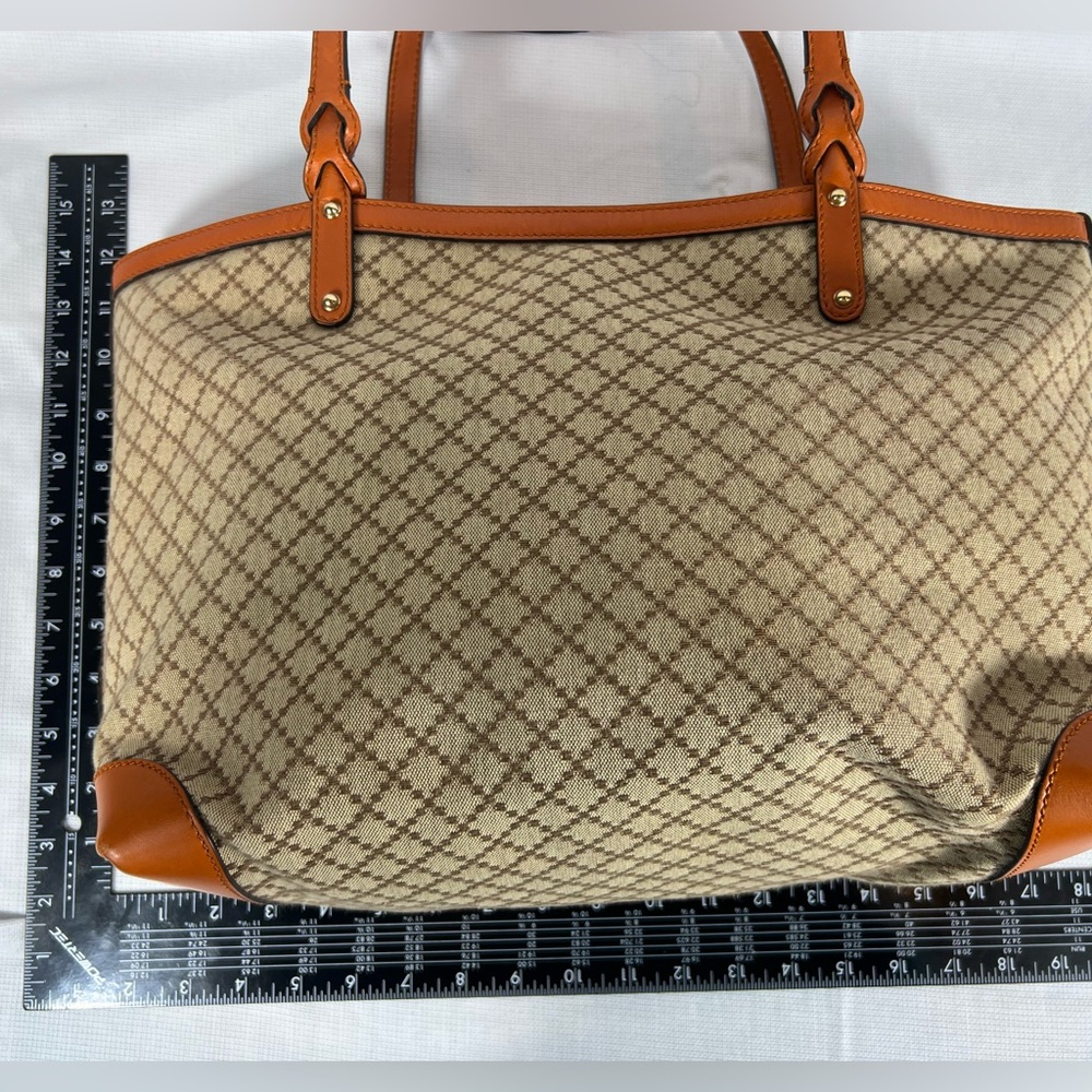 Gucci Diamante Canvas Tote Tan Leather Trim Large Shopper - Picture 10 of 12